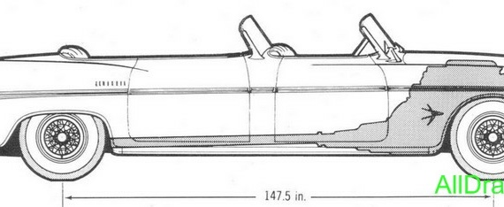 Imperial 4-dr Dual-cowl parade phaeton (1956) - drawings (drawings) of the car
